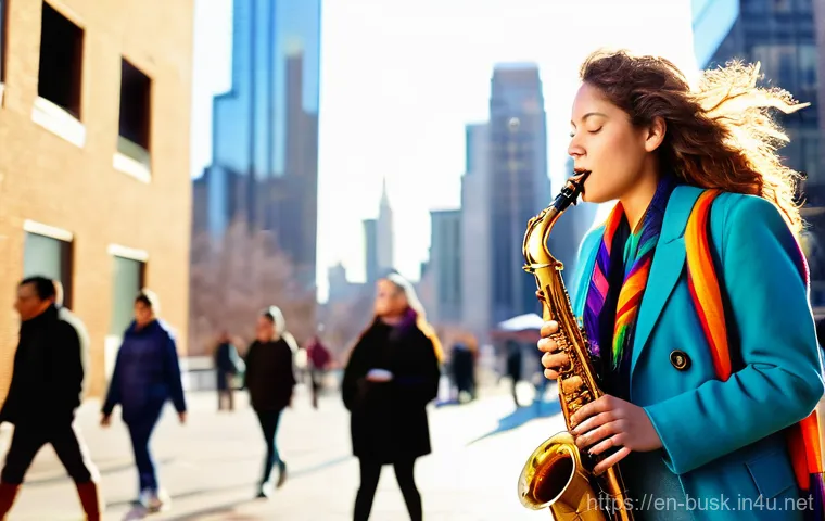 거리공연 관련법 - **Prompt:** A gritty, photo-realistic image of a male street musician in his late 20s, with short, s...
