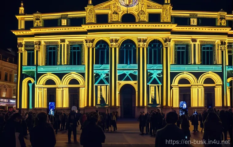 거리공연과 시각 예술의 융합 - **Prompt:** A dynamic urban alley scene at midday, where a large, vibrant street mural covers an old...