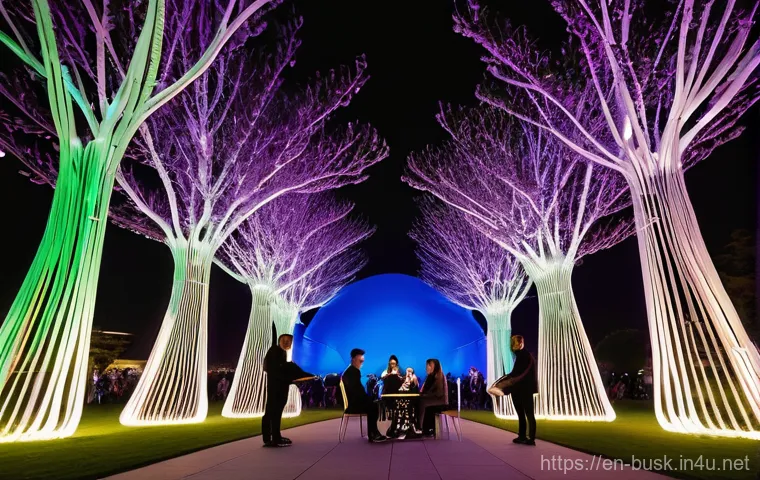 거리공연과 시각 예술의 융합 - **Prompt:** A breathtaking nighttime spectacle in a grand city square. A majestic, historic building...