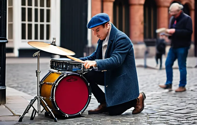 거리공연에서의 음악적 요소 - **Urban Serenade Amidst the Rush:** A female violinist, dressed in contemporary and modest street at...